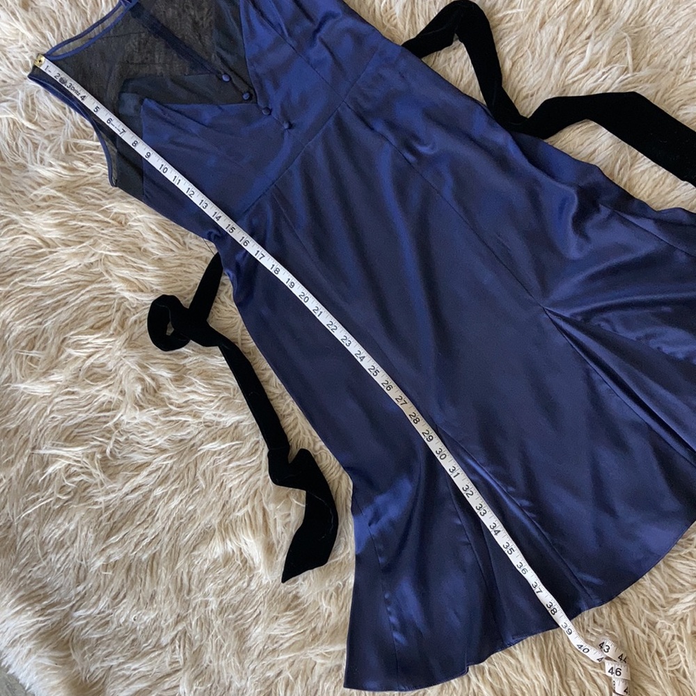 Midnight Blue Silk Bebe Dress S - Gem Midnight Blue Silk Bebe Dress S - Gem